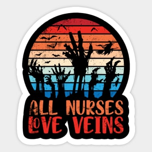 Witch Fly Skeleton Hands Halloween Day All Nurses Love Veins Sticker